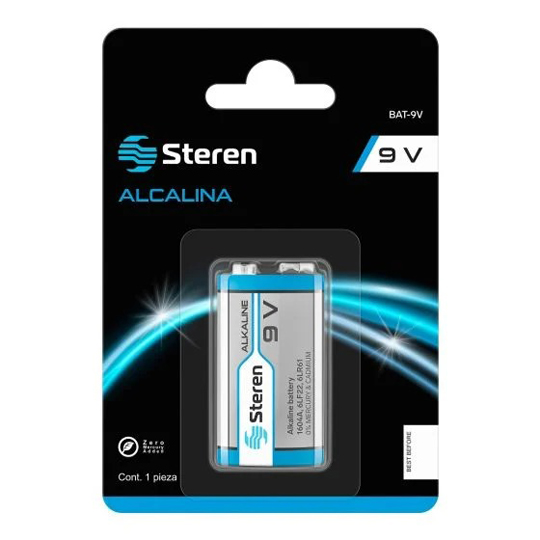 Pila alcalina STEREN 9v blister de 1 Pieza