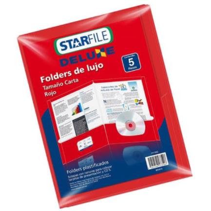 FOLDER STARFILE DELUXE ROJO CARTA 24X30 C/5PZA