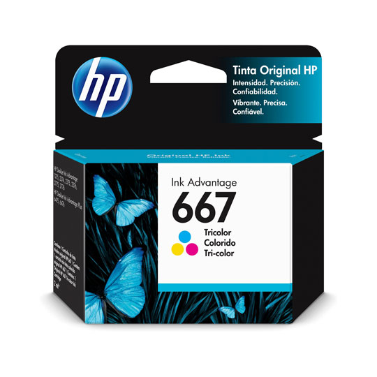 Cartucho de tinta HP ink 667 tricolor.