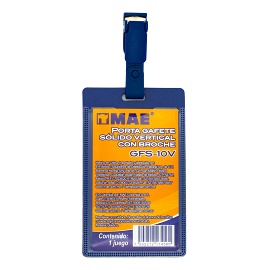 Gafete azul vertical marca mae 1 pieza.