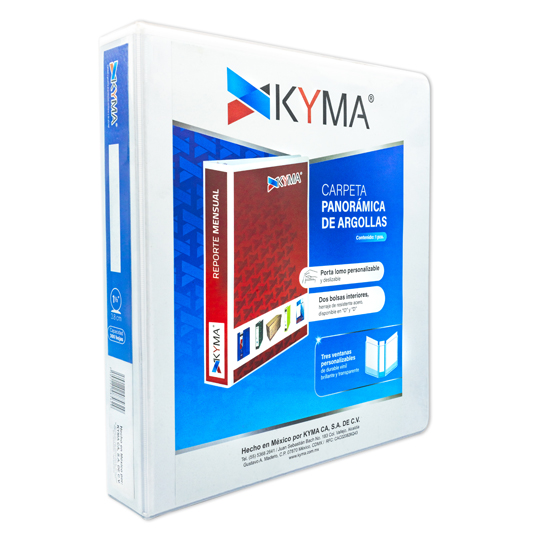 Carpeta KYMA panoramica de vinil 1,5 pulg arrillo en O blanca 1 pieza