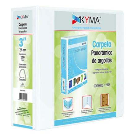 Kyma Carpeta Panorámica Tamaño Oficio 3" Aro En "O" 1Pz [CPKCBHO-300-BCO]
