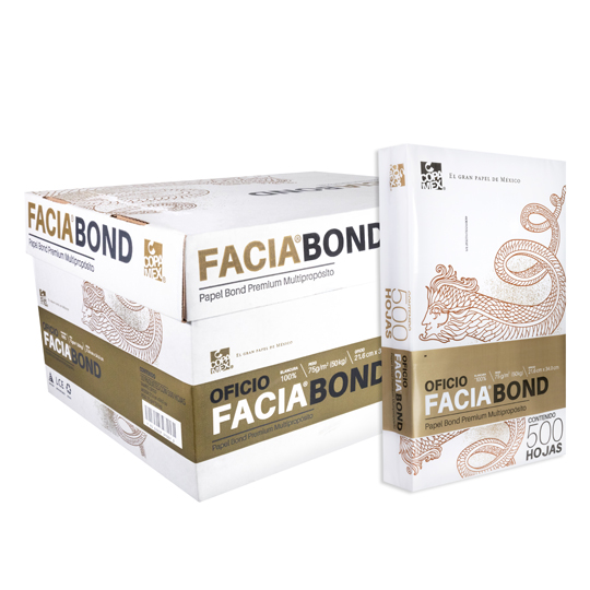 Caja de papel bond Facia tamaño oficio 99% de blancura 75gr.