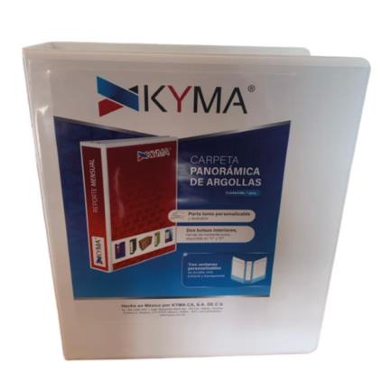 [CPKCBHD-300-BCOF] Carpeta Panorámica Kyma de Vinil Tamaño Oficio 3" Aro en "D" Blanca