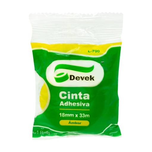 [ETPAPE0004584] Cinta adhesiva DEVEK 18 mm x 33 m, ambar.