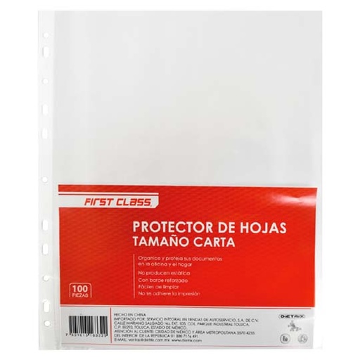 Protector de Hojas Dietrix Tamaño Carta 100 Pzs 30 Micras