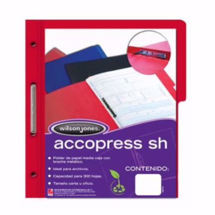[P4568] Carpeta Acco Press Media Ceja Oficio C/Broche Color Rojo C/10