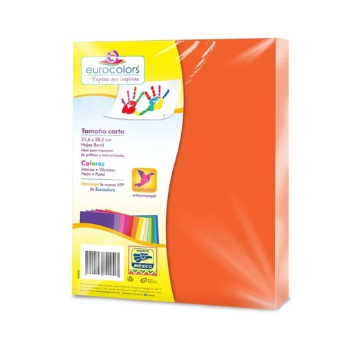 [ATPAPELK0000063] PAPEL BOND CARTA EUROCOLORS COLORES NEÓN (PAQUETE CON 100 HOJAS)