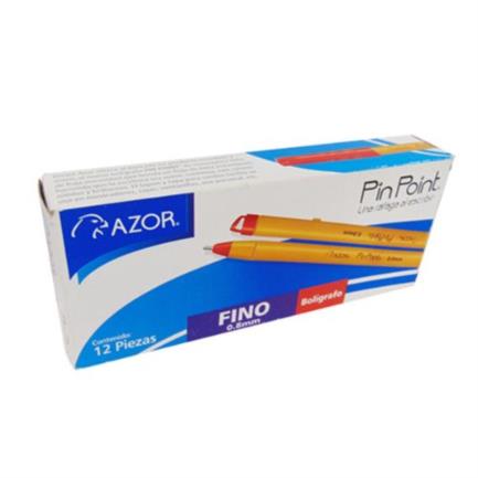 [6820RO] Bolígrafo Azor Pin Point Fino 0.7mm Rojo Caja C/12