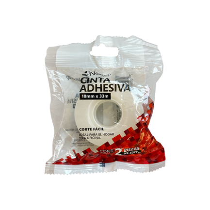 [NE-607T] Cinta Adhesiva Nextep Corte Facil 18mm x 33mts Bolsa c/2 Piezas
