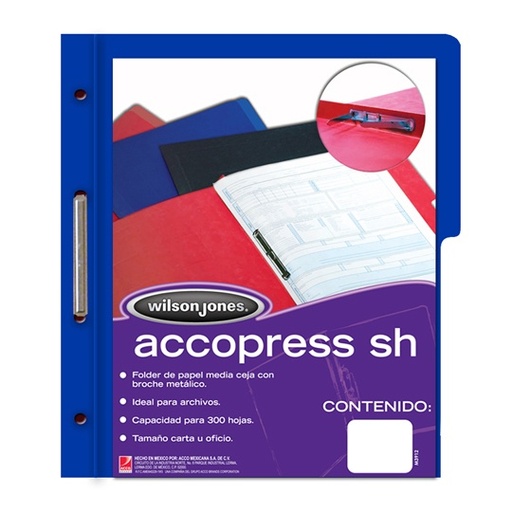 [ATPAPEAG0000160] Folder accopress carta sh ACCO color azul obscuro con broche de 8 cm