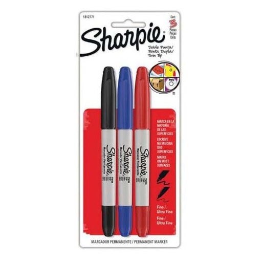 [BER-MAR-81SURT3] Marcador Sharpie doble punta blister 3 colores básicos