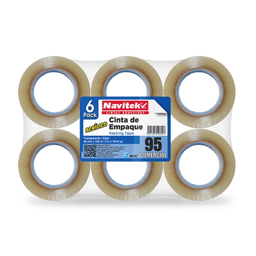 [NAV-ADS-CE48X15] Cinta de empaque uso 95 Navitek transparente 48 mm x 150 m empaque con 6 pzas