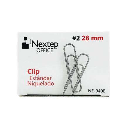 [NE-040B-1] Clip Estándar Nextep Niquelado #2 28mm 100 Clips