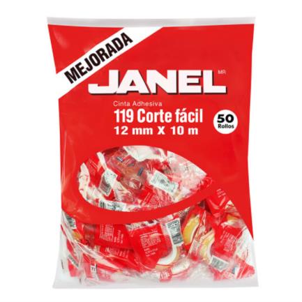 [1191210700] Cinta Adhesiva Janel 119 Corte Fácil 12x10mm Bolsa C/50