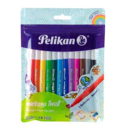 [30311200] Marcador Pelikan Markana Twist Colores Surtidos Bolsa C/12 Pzas