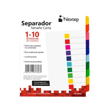 [NE-035Z] Separador Nextep Economico 10 Divisiones sin Numero