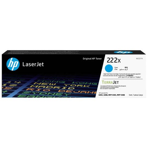 [HP-TO-W2221X] HP LASERJET 222X DE ALTO RENDIMIENTO,CIAN