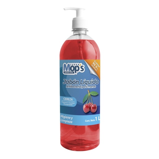 [MOP-JABCE-1L] Jabon para manos antibacterial Super mops aroma cereza 1 Lt.