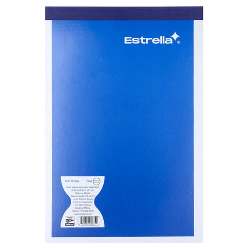 [2170219421] BLOCK ESQUELA 50HJS ESTRELLA RAYA ATADO DE 5 PZAS.