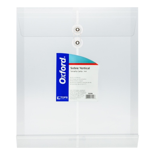 [ESS-SOB-F509B] Sobre porta documentos vertical Oxford carta color blanco 1 pieza