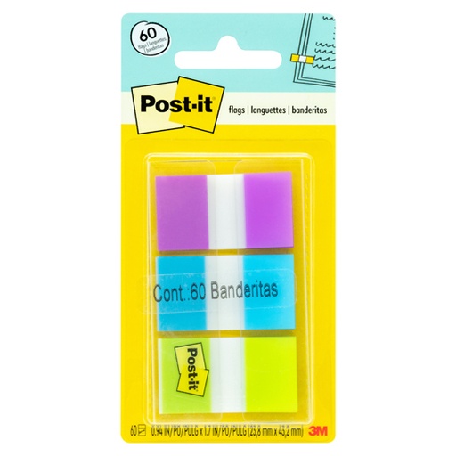 [P3M-BAN-680PBG] Banderitas Post-it Mod. 680-PBG 3M 1x1.5pulgadas 3 colores