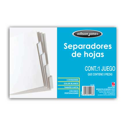 [P2188] SEPARADOR ACCO 5 DIVISIONES PAPEL BLANCO