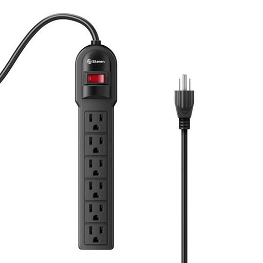 [STE-MCON-108] Multicontacto de 6 salidas verticales y reset iluminado  STEREN 1 pieza