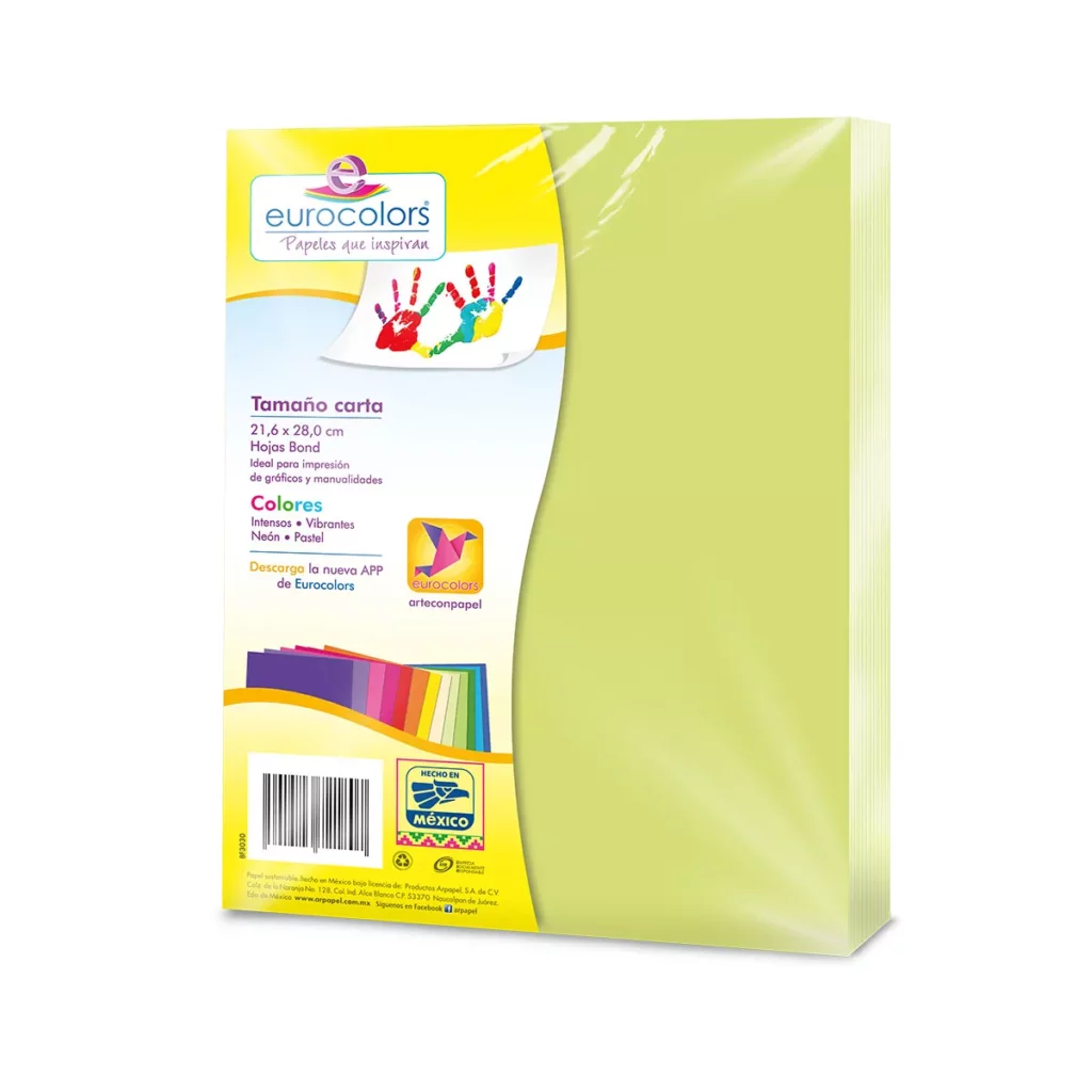 [1600900591] HOJA CARTA EUROCOLORS C/100 VERDE PASTEL