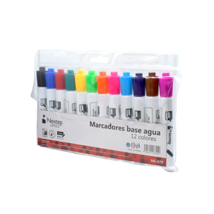 [NE-079] Marcador Nextep Base Agua Estuche Colores Surtidos C/12 Pzas