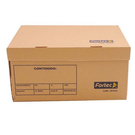 [FTC-CJA-FCAMOFI] Caja de Archivo de Cartón Fortec Oficio con Tapa Incluida
