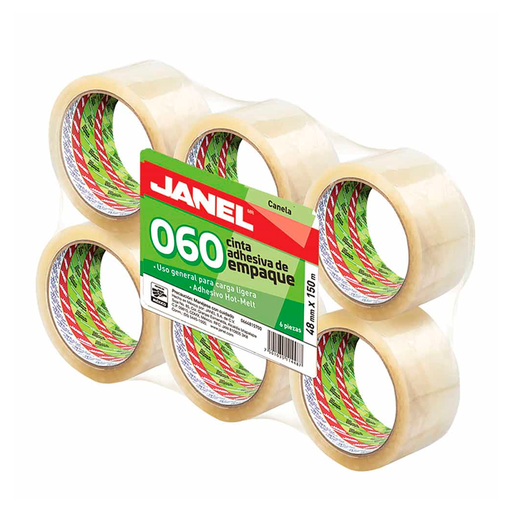 [JAN-ADS-066T48X] Cinta De Empaque Transparente Janel Mod.060 48X150 Paquete C/6 Pzas [JAN-ADS-066T48X]