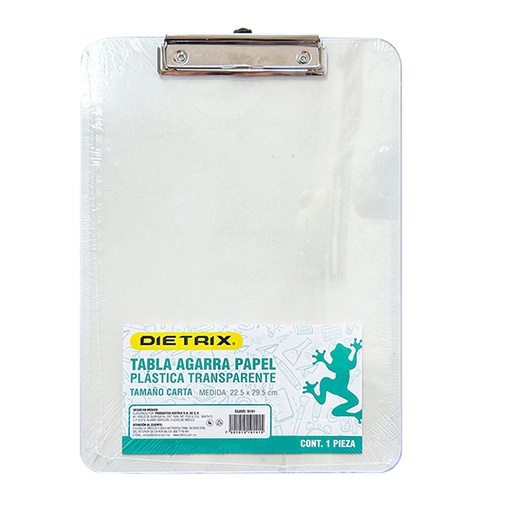 [DIE-TAB-9132] Tabla agarra papel de plástico DIETRIX transparente tamaño carta