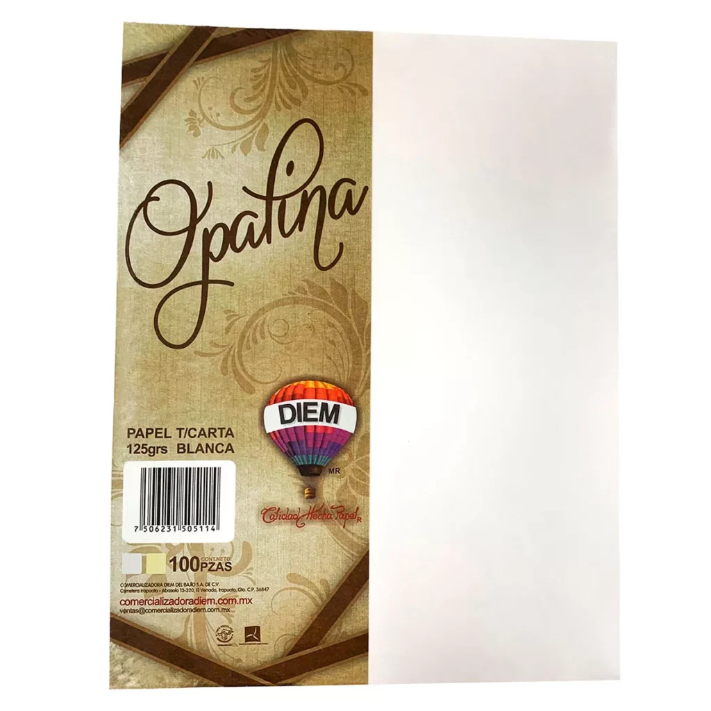 [3040901098] PAPEL OPALINA CARTA BLANCA 125GRS C/100