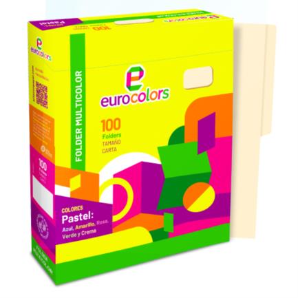 [PU0036] Folder Mapasa Carta Multicolor Color Crema Pqte 100F