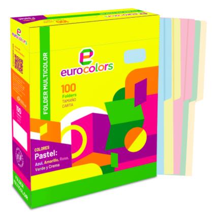 [PU0037] Folder Mapasa Carta Multicolor Color Arcoiris Pastel Paquete100 Folders 