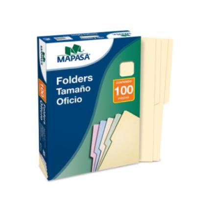 [PU0058] Folder Mapasa Oficio Multicolor Color Crema Pqte 100F