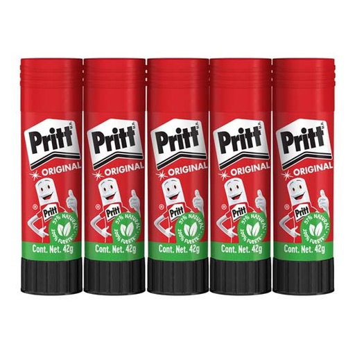 [MLP40U] Lápiz adhesivo Pritt en barra de 42 grs charola con 5 piezas