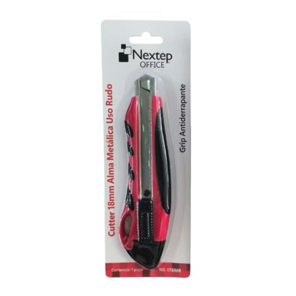 [NE-178MR] Cutter Plastico Nextep Uso Rudo Navaja 18mm Alma de Metal