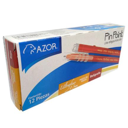[6840RO] Boligrafo Azor Pin Point UltraFino Redondo Punta Aguja Fina 0.5 mm Color Rojo C/12