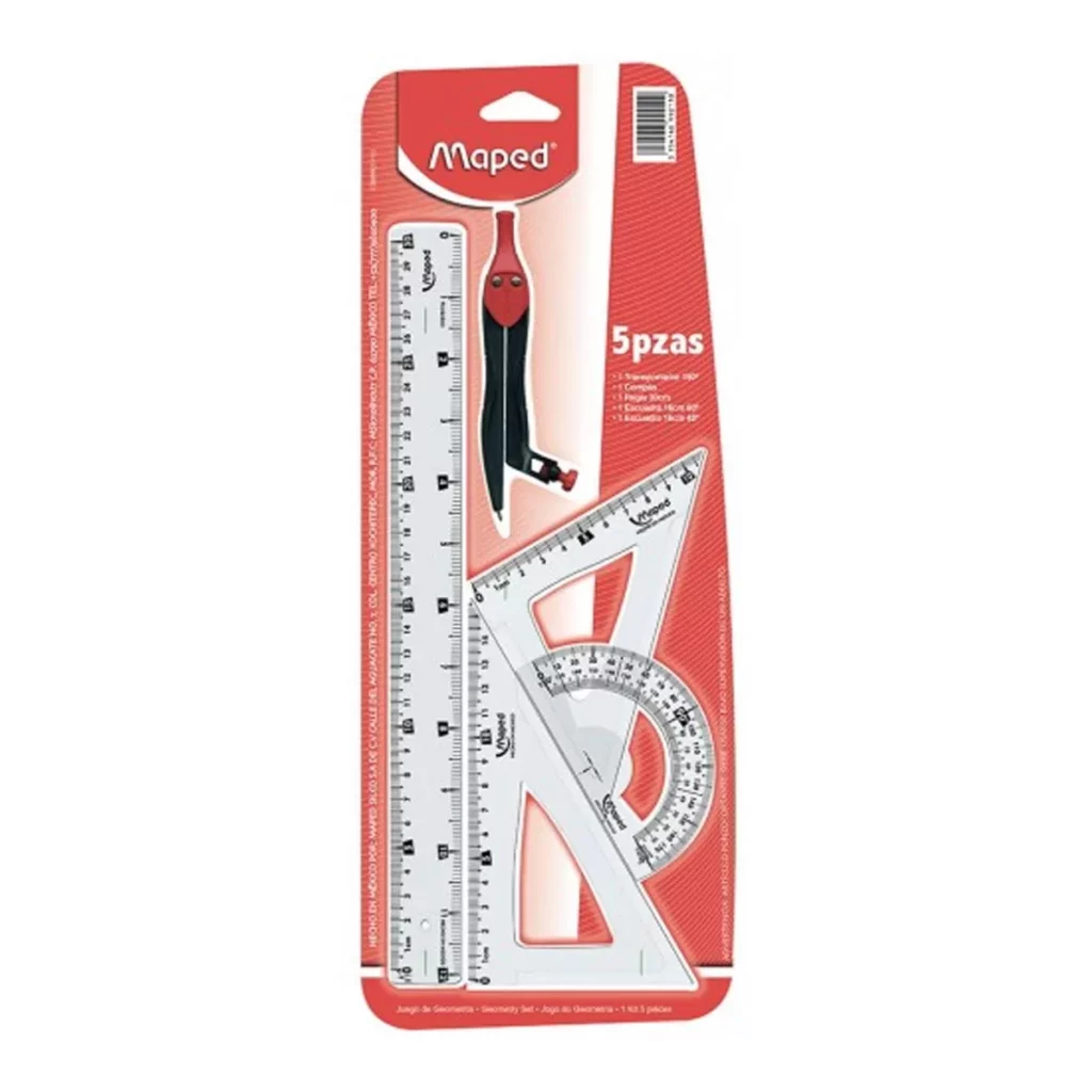 [186020441] JUEGO GEOMETRICO ECONOMICO MAPED 899211 ATADO DE 5 PZAS.