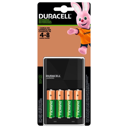 [DUR-CAR-5001068] Cargador Duracell con 4 pilas AA.