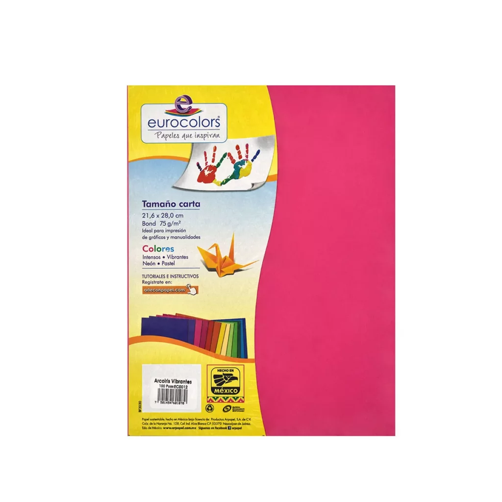 [1600900751] HOJA CARTA EUROCOLORS C/100 SURT VIBRANTE