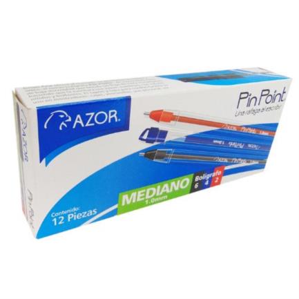 [6830CS] Bolígrafo Azor Pin Point Mediano 1.0mm Surtido Caja C/12