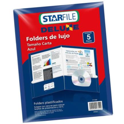 [PY1059] Folder Mapasa Deluxe Carta 24x30 Color Azul C/5 Pzas