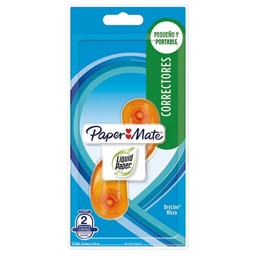 [BER-CRR-M14800] Corrector en cinta micro Paper mate, Blister con 2 pz