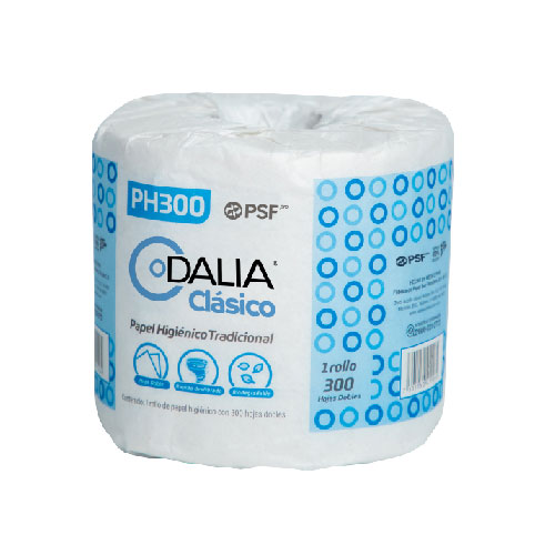 [PSAN-1866-04] Papel higiénico tradicional Dalia de 300 hojas (19101) PSF Pro