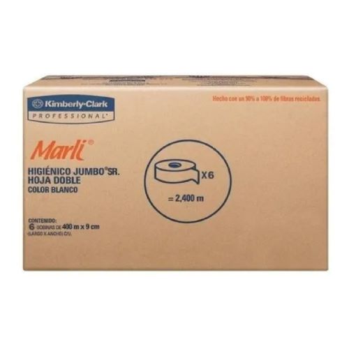 [MARLI-00-02] Papel higiénico Marli Jumbo 400 metros (90510) 6 rollos KC