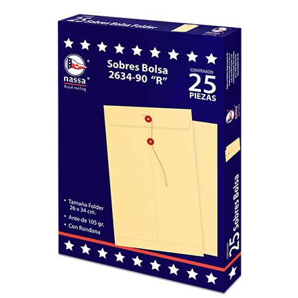 [IA0306] Sobre bolsa Nassa folder ante c.r. 8 pqs C/25 PZS 26X34 cms