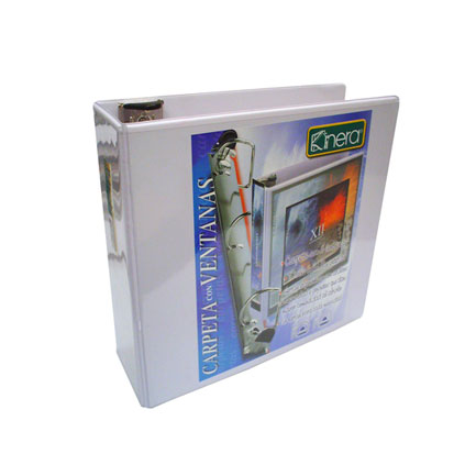 [9411BL] CARPETA KINERA VINIL ARO "D" 4" BLANCA C/8